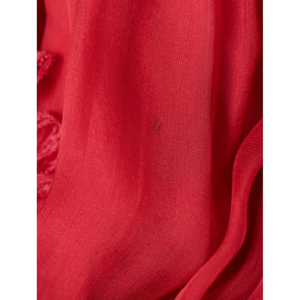Anthropologie Tiny Caridad Ruffled Dress Red Rosette Mesh Silk Flaw Size 4 - Picture 10 of 11